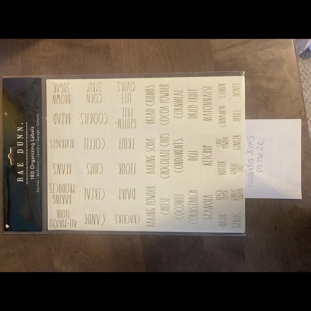 Rae Dunn white/gold labels